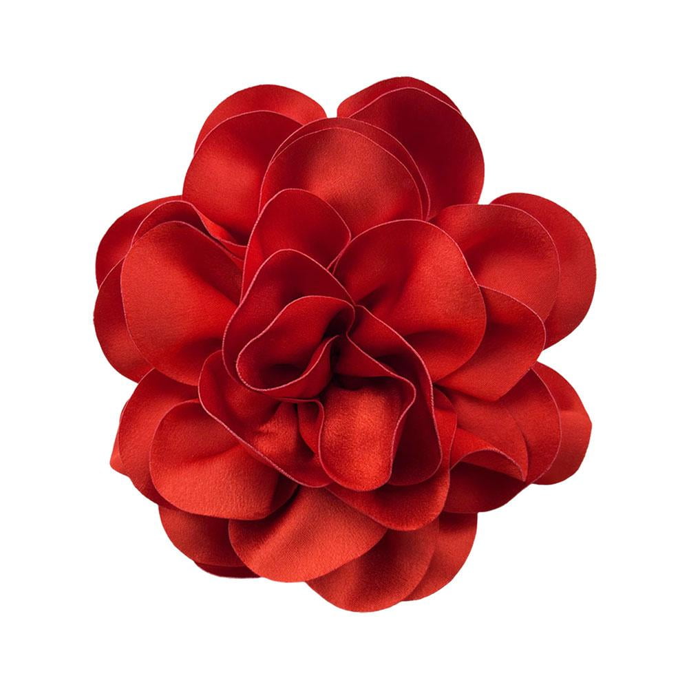 Large Rose Flower Brooch Pin – Satin Fabric & Pearl Camellia Brooch For Women – Oversized Floral Lapel Pin For Weddings, Dances, Suits & Dresses