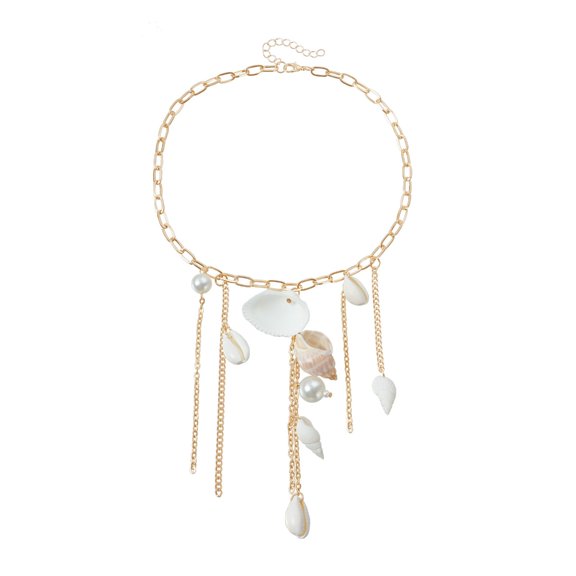 Dainty Shell Drop Necklace Shell Accent Lightweight Summer Jewelry For Women