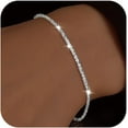thumbnail image 1 of Dainty Shiny 925 Sterling Silver Bracelets for Women 14K Gold Plated Simple Twist Rope Chain Bracelet Minimalist Adjustable Link Charm Bracelet Jewelry Birthday Gifts for Mom, 1 of 6