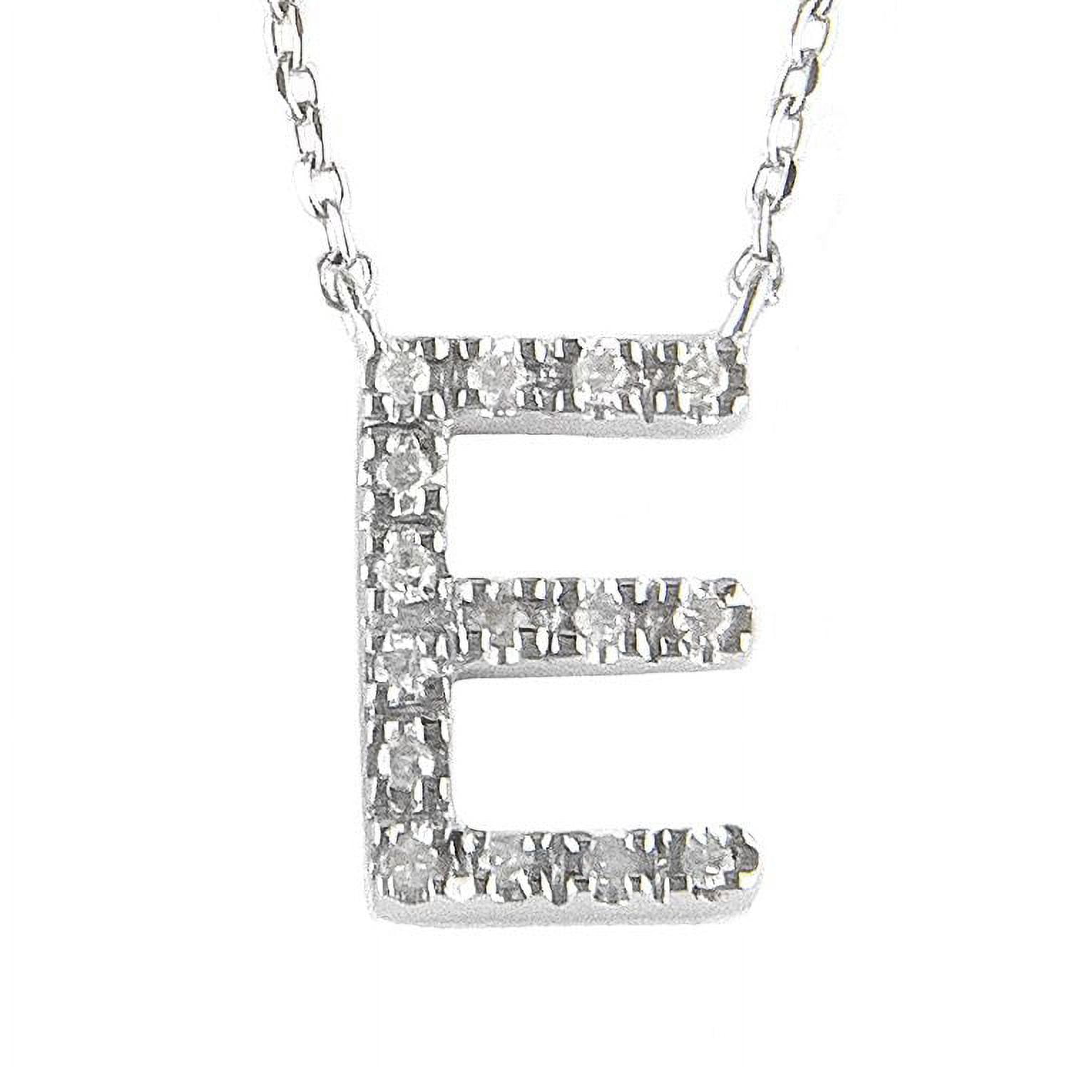 Dainty Silver Diamond Initial E Necklace