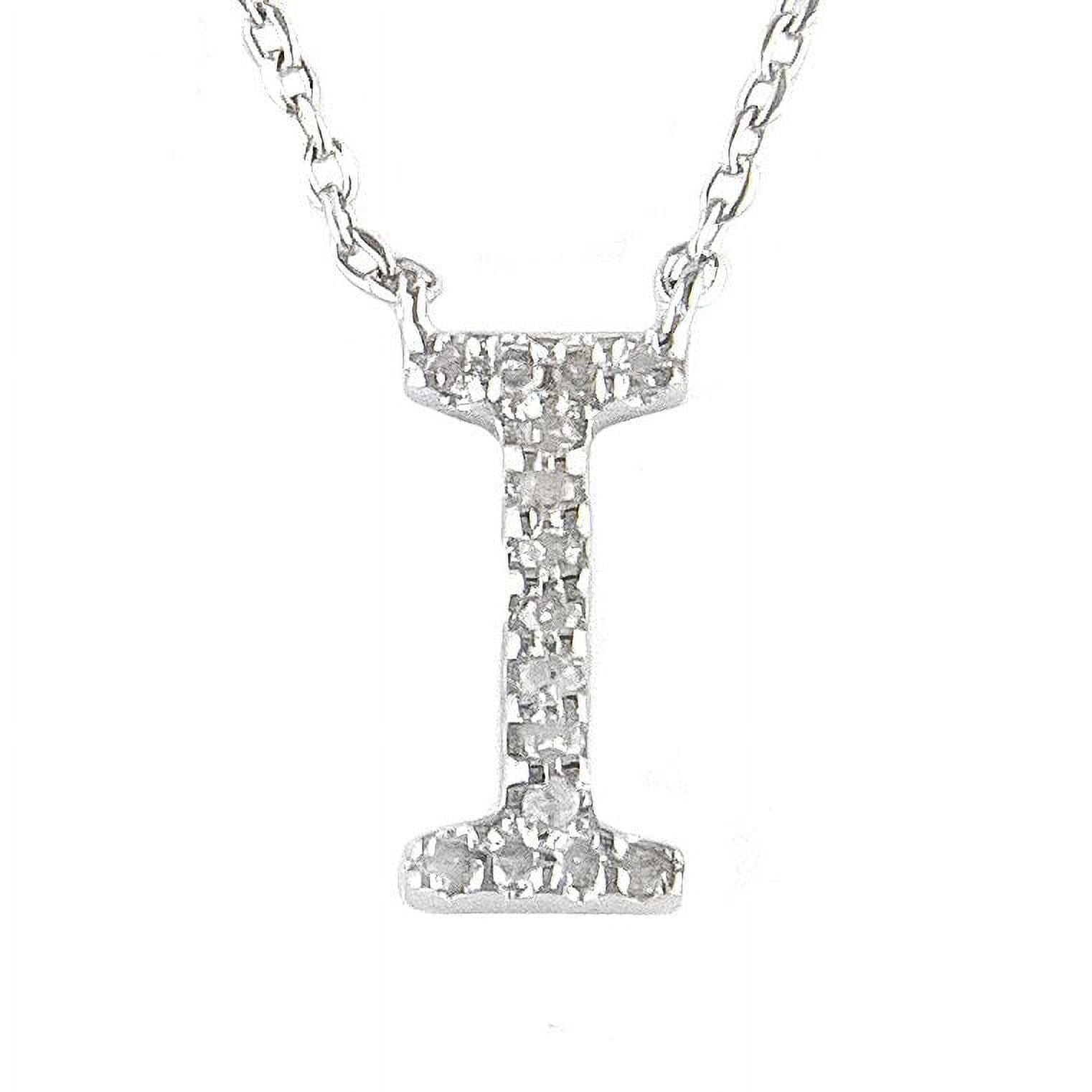 Dainty Silver Diamond Initial I Necklace