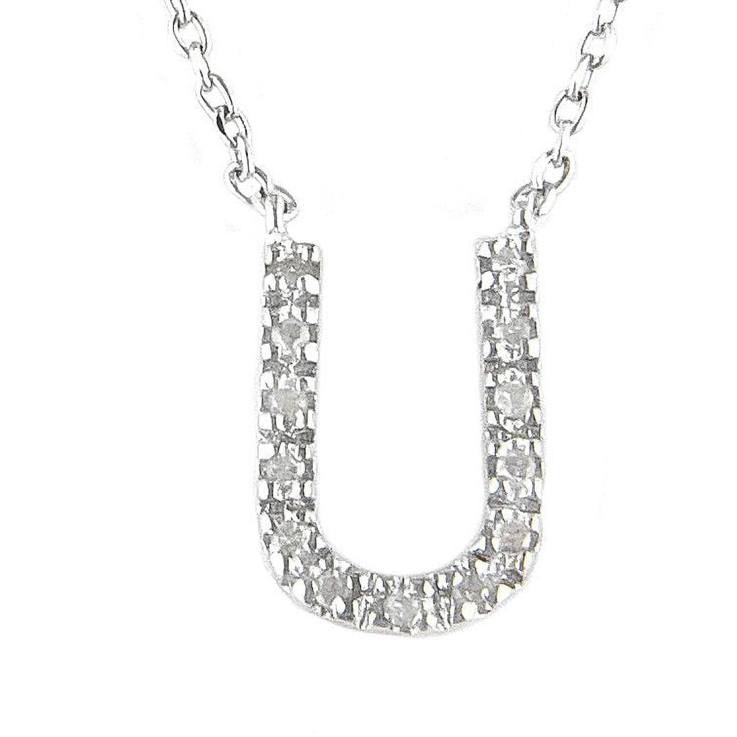 Dainty Silver Diamond Initial U Necklace