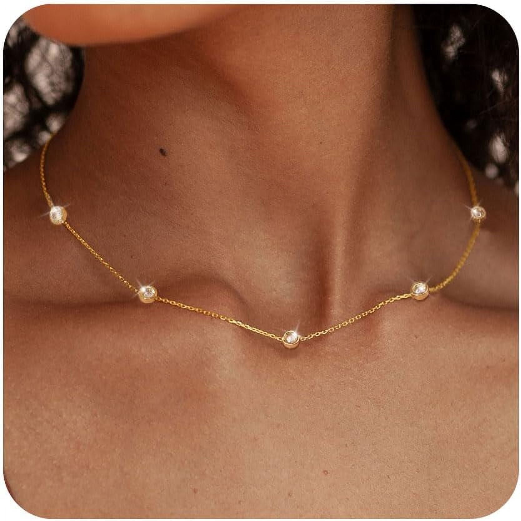 Prom Stack Dainty Silver Gold Necklaces for Women Trendy Non Tarnish 14K Gold ...