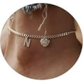 thumbnail image 1 of Dainty Silver Initial Anklets for Women 14K Plated Sparkle Ankle Bracelets Simple Personalized Letter Anklet CZ Heart Cuban Chain Everyday Summer Jewelry Gift for Her, 1 of 5