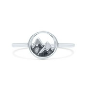 Dainty Snow Capped Mountain Unique Nature Lover Ring Band 925 Sterling Silver Size 4