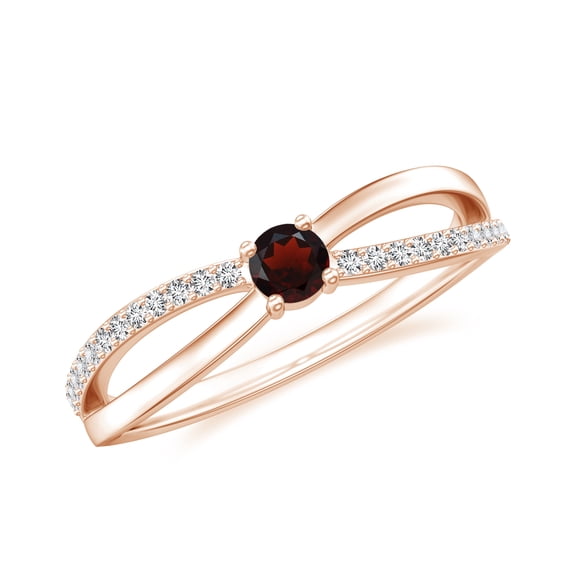 Dainty Solitaire Engagement Ring with Side Stone 925 Sterling Silver/ Rose Gold Plated Garnet Infinity Knot Wedding Anniversary Promise Ring Jewelry Gift for Her Size 10
