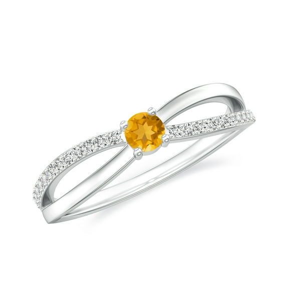 Dainty Solitaire Engagement Ring with Side Stone 925 Sterling Silver/ White Gold Plated Citrine Infinity Knot Wedding Anniversary Promise Ring Jewelry Gift for Her Size 9