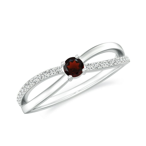 Dainty Solitaire Engagement Ring with Side Stone 925 Sterling Silver/ White Gold Plated Garnet Infinity Knot Wedding Anniversary Promise Ring Jewelry Gift for Her Size 9