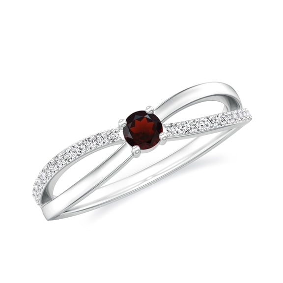 Dainty Solitaire Engagement Ring with Side Stone 925 Sterling Silver/ White Gold Plated Garnet Infinity Knot Wedding Anniversary Promise Ring Jewelry Gift for Her Size 5