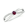 thumbnail image 1 of Dainty Solitaire Engagement Ring with Side Stone 925 Sterling Silver/ White Gold Plated Rhodolite Infinity Knot Wedding Anniversary Promise Ring Jewelry Gift for Her Size 5, 1 of 4