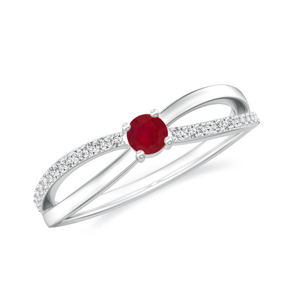 Dainty Solitaire Engagement Ring with Side Stone 925 Sterling Silver/ White Gold Plated Ruby Infinity Knot Wedding Anniversary Promise Ring Jewelry Gift for Her Size 10