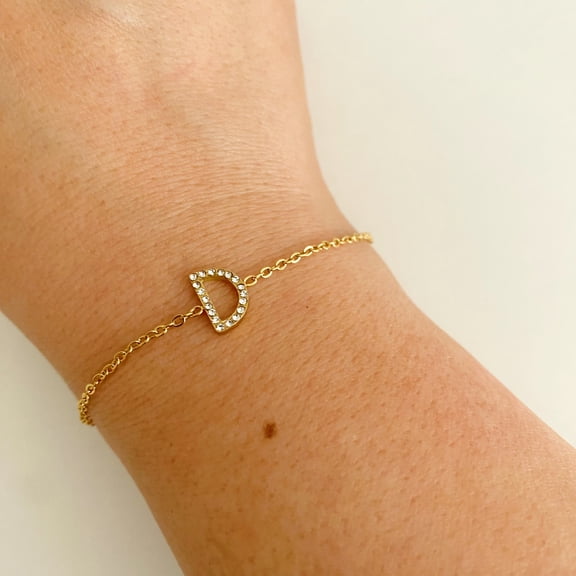 Ellison+Young Dainty Sparkle Initial Bracelet for Women, A-Z Personalized Jewelry Gifts