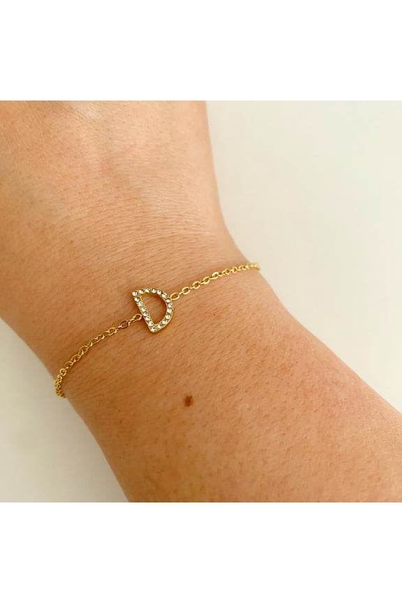 Ellison+Young Dainty Sparkle Initial Bracelet for Women, A-Z Personalized Jewelry Gifts