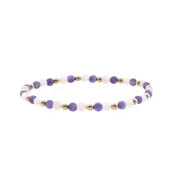 LTC Designs Dainty Stackable Gemstone and Gold-Plated-Silver Bracelet for Aduts