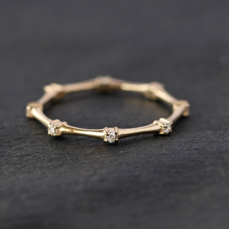 Distance Stacking Rings Dainty Stacking Band, Mini Eternity Band, Diamond Distance Ring, 925 ...