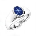 thumbnail image 1 of Dainty Star Sapphire Ring – 925 Sterling Silver Blue Lindy Star Gemstone Ring for Women, Minimalist Oval Cabochon Jewelry, 1 of 2