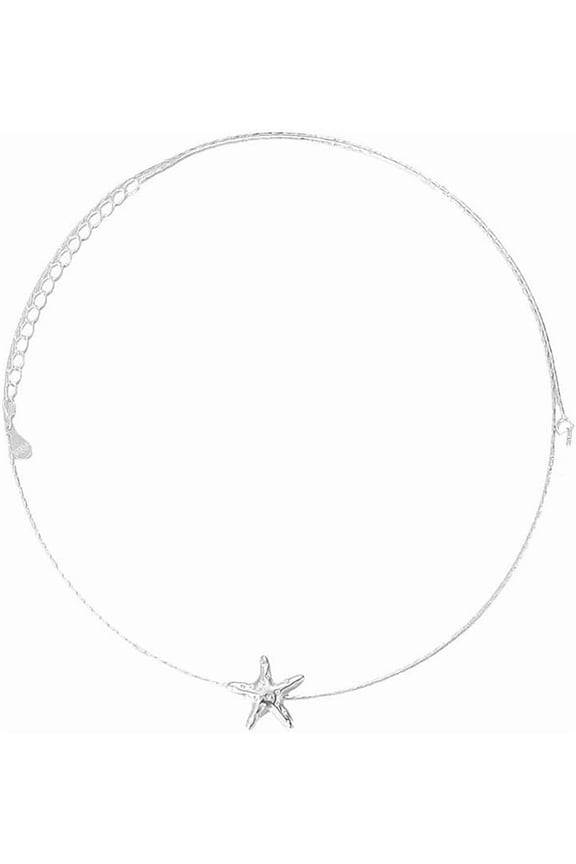Dainty Starfish Star Pendant Necklace for Women Silver Plated Fashion Ocean Sea Charm Thin Choker Chain Necklaces Comfort Fit Cute Summer Holiday Birthday Party Jewelry Gift 18 inch