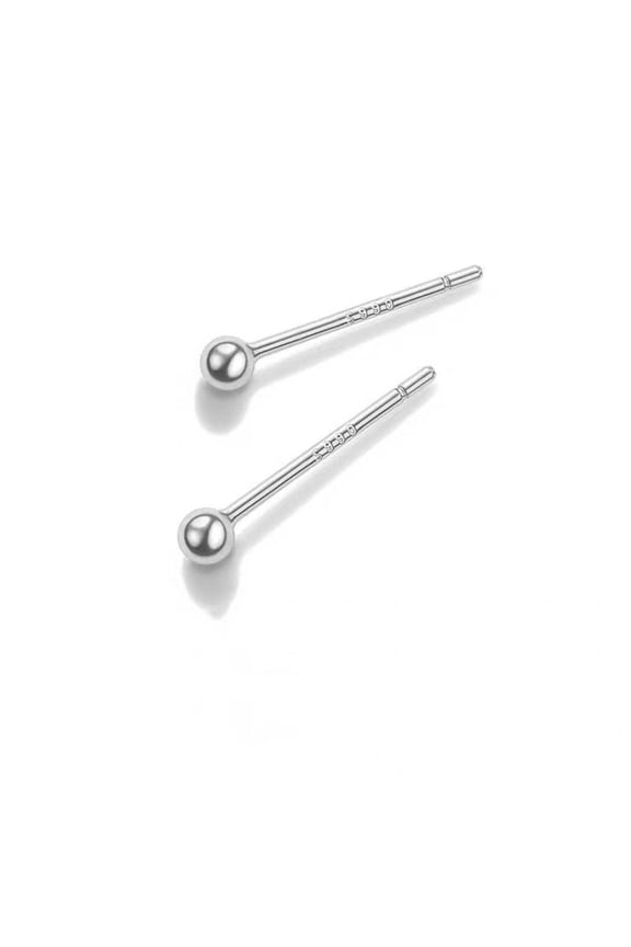 Dainty Sterling Silver Bead Stud Earrings, Tiny Minimal S925 Stud Earrings - Shanali Jewelry