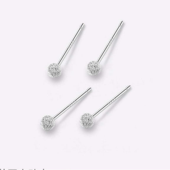 Dainty Sterling Silver Bead Stud Earrings, Tiny Minimal S925 Stud Earrings - Shanali Jewelry