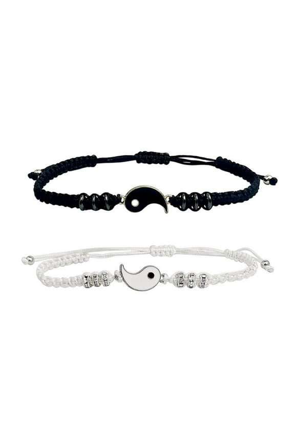 Dainty Tai Chi Hand Woven Bracelet,Matching Yin Yang Bracelet Set, Yin Yang Adjustable Cord Bracelet,Yin Yang Tai Chi Beads Braided String Rope Bracelets for Men Women Boy Girl,Couple Jewelry Gift