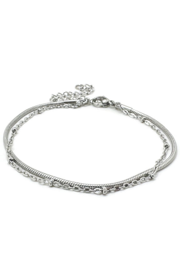 Dainty Thin Double Chain Bracelet Stainless Steel