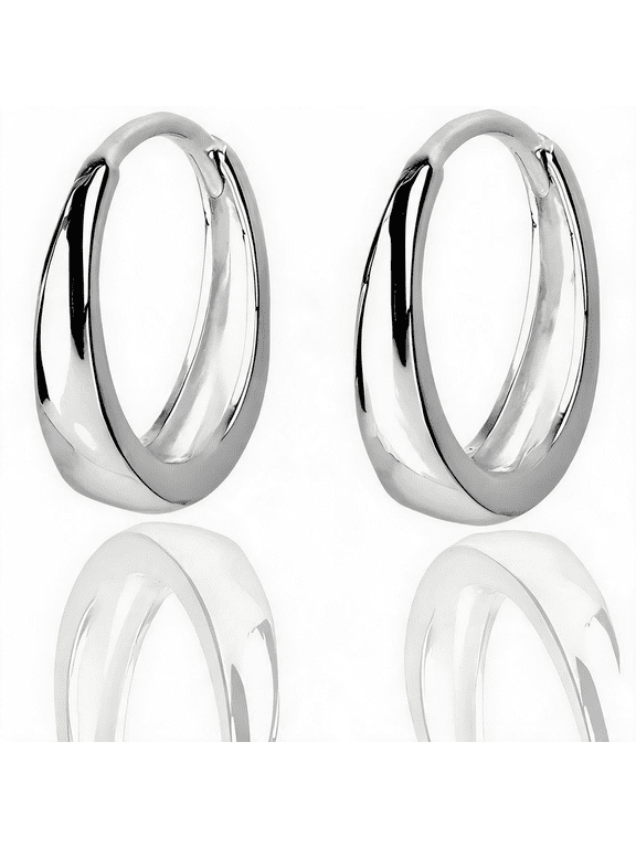 Dainty Timeless Small Hinged Hoop Earrings for Ladies,10/14/16mm Hypoallergenic Mini Hoops Fit Cartilage Tragus Piercings, Daily Wear Silver Jewelry Gift,14mm,Silver