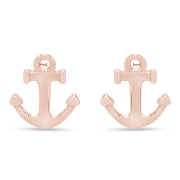 Dainty Tiny Anchor Stud Earrings In 14k Rose Gold Over Sterling Silver | Minimalist, Delicate Jewelry For Her Women