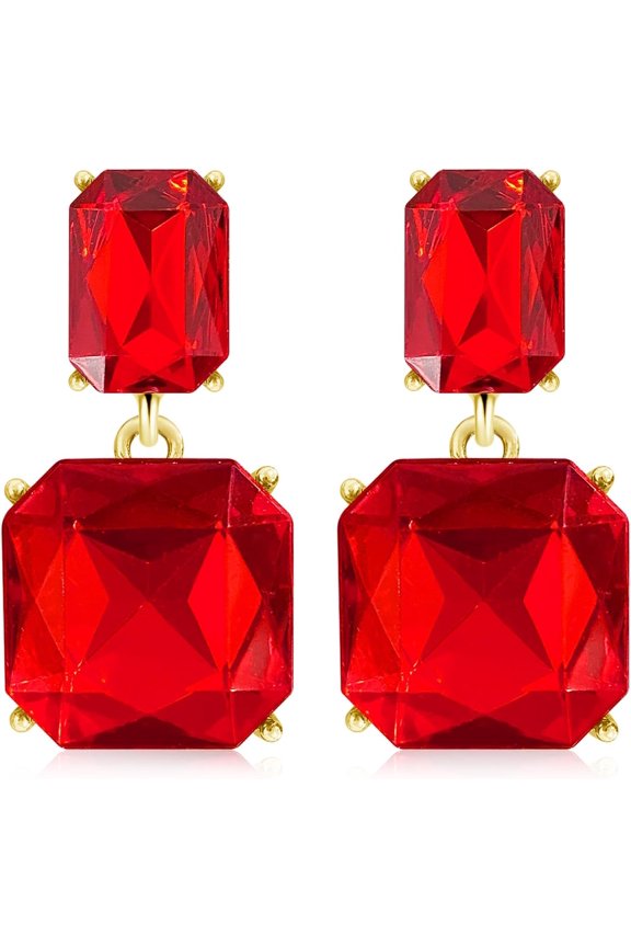 Dainty Transparent Geometric Square Crystal Dangle Drop Earrings Sparkly Rhinestone Rectangle Stud Earrings for Women[b4181]