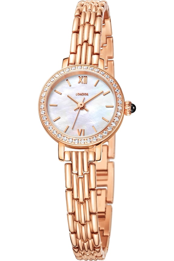 Dainty Watch for Women: Gloden Watch, Genuine Stainless Steel Strap, Wrapped by Stylish Box - Present for Small Wrists