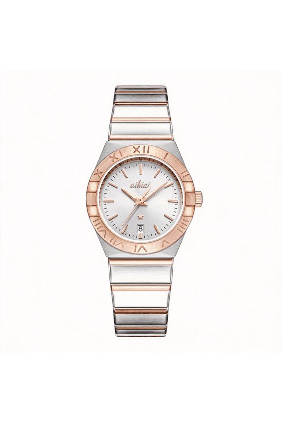 Dainty Women Gold Rose Tone Analog Quartz Wristwatch with Date Calendar Includes Adjustable Tool, Elegant Gift for Her