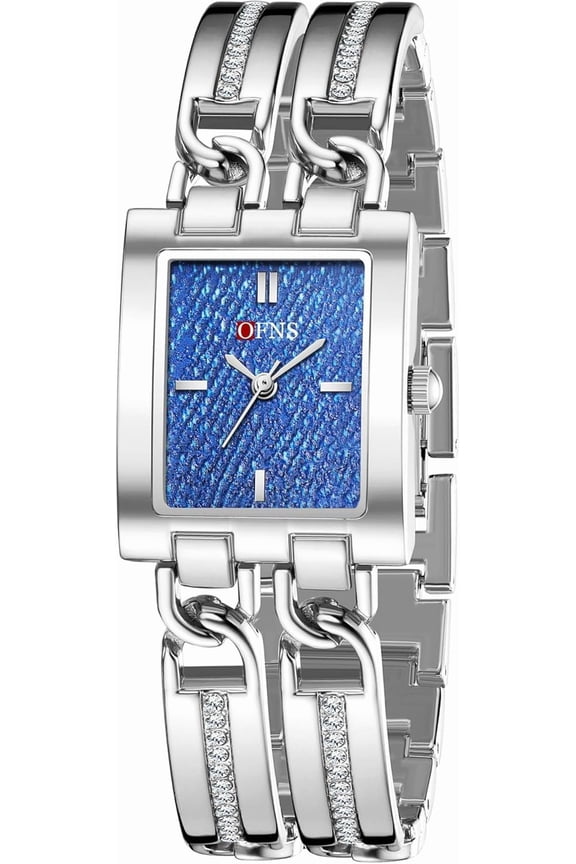 Dainty Women’s Bracelet Watch, Fashion Square Quartz Watch for Women with Leopard Print or Denim Pattern Dial, Elegant Dress Waterproof Ladies Jewelry Analog Wristwatch