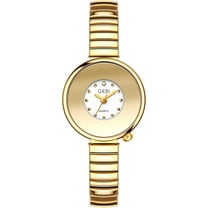 Dainty Women's Quartz Watch Easy Reader Vintage Bracelet Watch with Stainless Steel Expansion Band Stylish Gold & Silver Ladies Wristwatch - Comfortable Fit The Wrists of 5.9in - 6.5in
