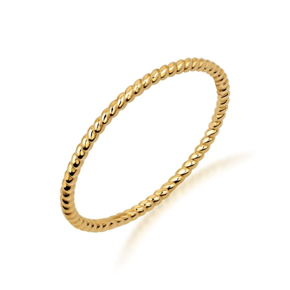 Dainty and Elegant Gold Rings 10K Yellow Gold Dainty Stackable Rope Cable Design Thin Slender Band Ring, Stunning Gold Ring, Size 7.5