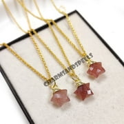 Charms And Spells Dainty Star Sunstone Pendant, 14K Gold-Plated Jewelry, Crystal Healing Birthstone Gifts for Women