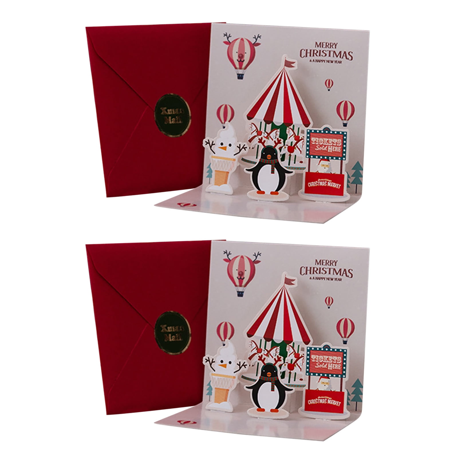 Dainzusyful Christmas Cards 2PC Celebrate Christmas Holiday Card, A Set