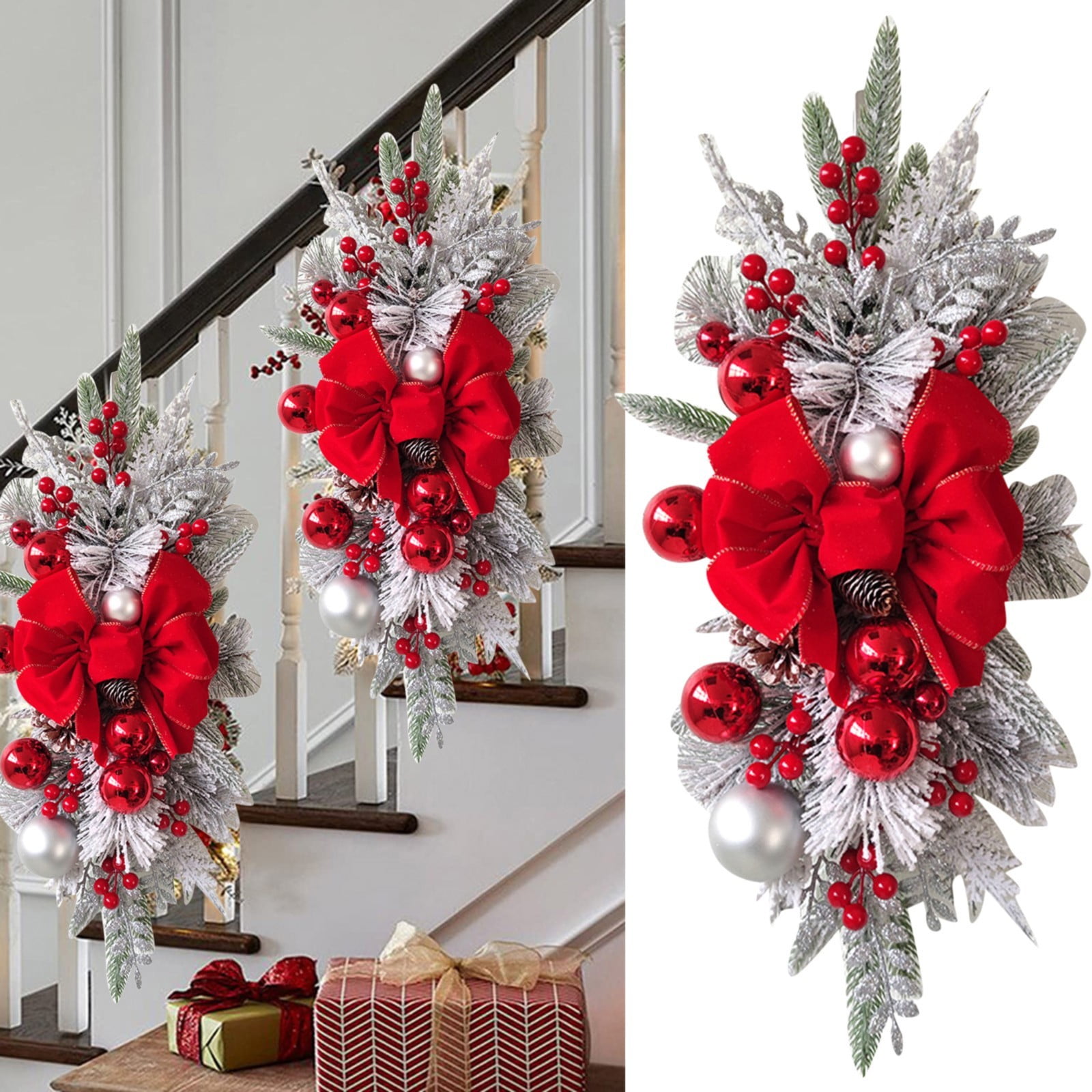 Dainzusyful Christmas Swag,Christmas Decorations,Cordless Prelit