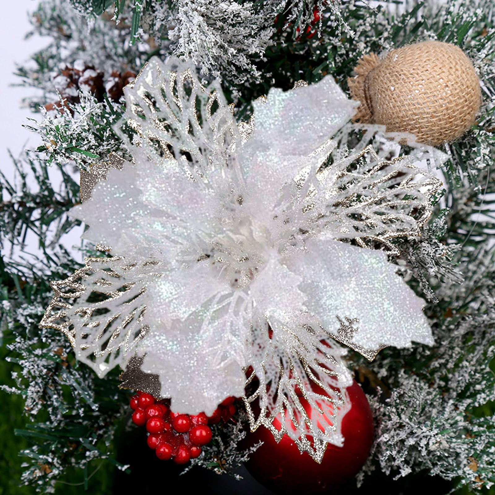 Dainzusyful Flowers Room Decor Set Of 6 Pcs Christmas Flowers Ornaments