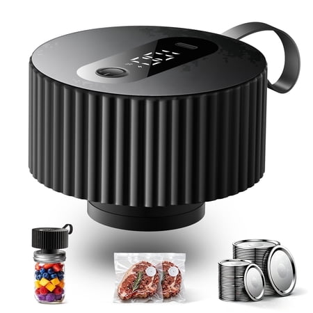 Daiopo Electric Mason Jar Vacuum Sealer Kit, with 20 Lids, Portable Cordless Auto-Sealer for Wide & Regular Mouth Jars, LED Display