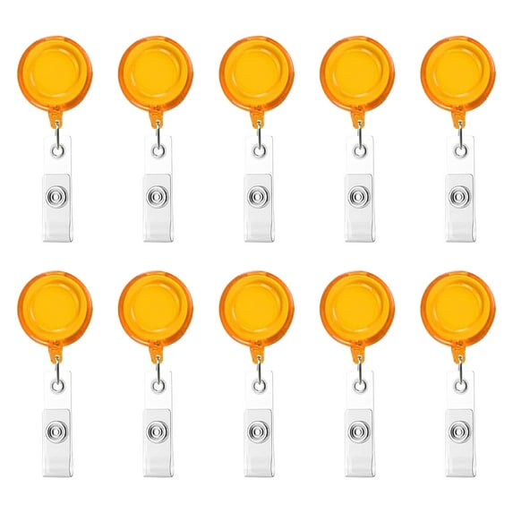 Daiosportswear 10Pc Retractable Badge Holders,Scroll ID Card Clips 10 Colors,Plastic,1.3in Diameter,25.6in Stretch,Spring Design,for Nurses/Staff/Students,ID/Key/Card,Multipurpose Accessory