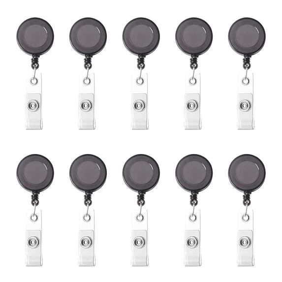 Daiosportswear 10Pc Retractable Badge Holders,Scroll ID Card Clips 10 Colors,Plastic,1.3in Diameter,25.6in Stretch,Spring Design,for Nurses/Staff/Students,ID/Key/Card,Multipurpose Accessory