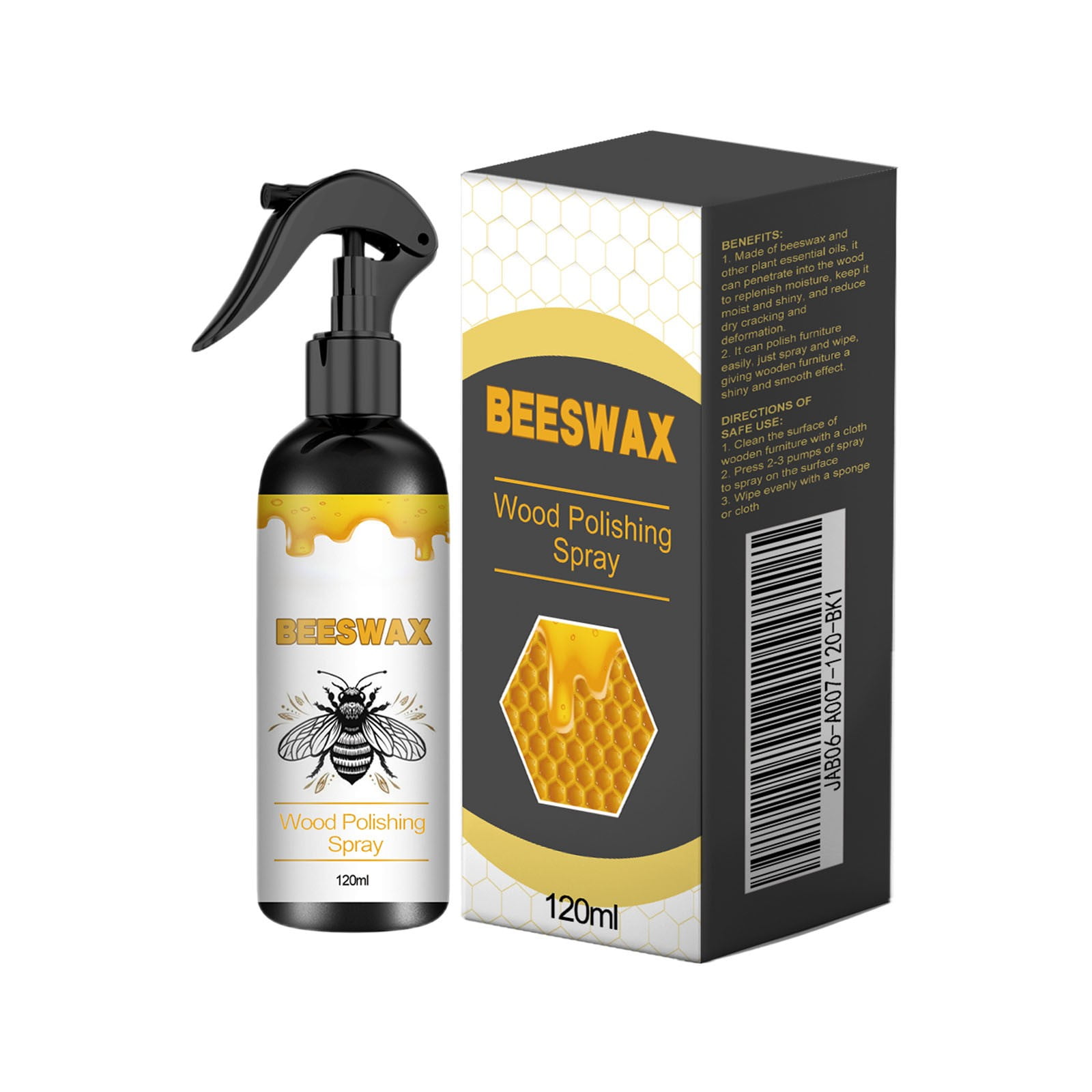 Daiosportswear 120ml Natural Beeswax Spray,Furniture/Floor Care Polish,Waterproof,Scratch-Resistant,Refurbishment Wax,Easy to Use,Wood Cleaner,Lustrous Finish,Non-Toxic,Ideal Gift,Multi-Purpose Care