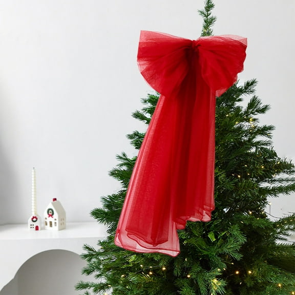 Daiosportswear 1PC 23.6x13.8in Christmas Snow Bow,Christmas Tree Decorations,Polyester Wrinkle-Resistant Ironing-Free,Double Fixing for Window/Wedding Arch/Gift Box/Party Holiday Decor