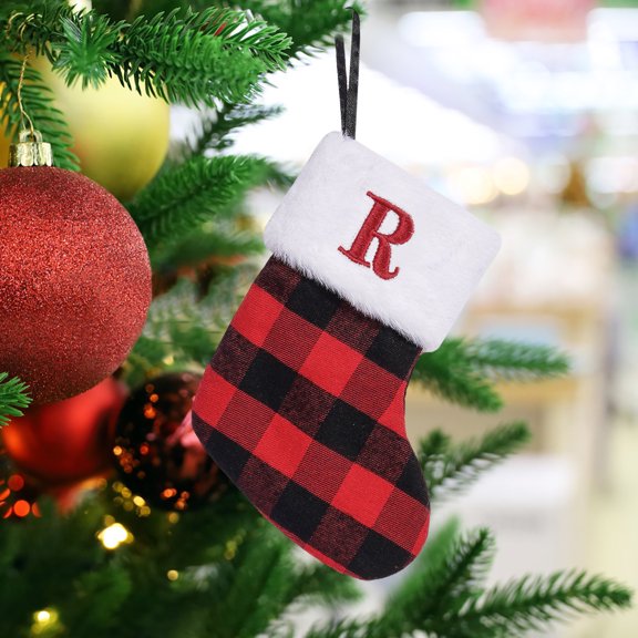 Daiosportswear 1PC 7.9x5.7in Christmas Stocking,Gift Bag,Knitted Wool Embroidered Letter Spacious,Sturdy Loop Easy Hang for Fireplace/Christmas Tree Children's Candy Holiday Decor