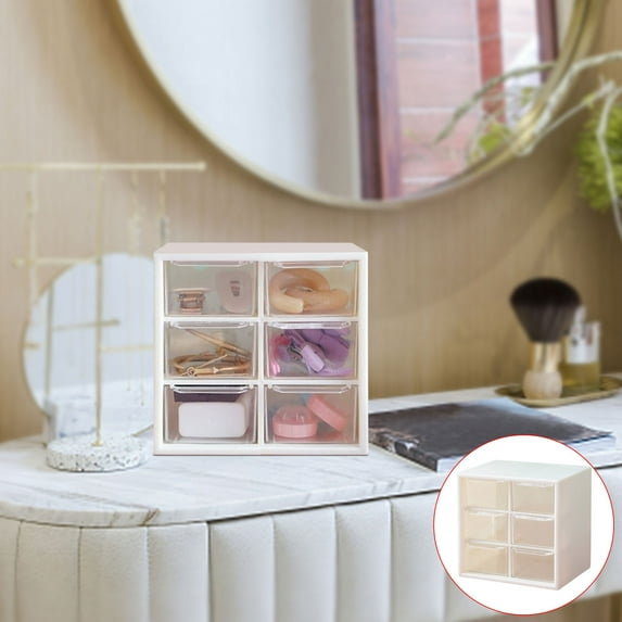Daiosportswear 1PC Desktop Organizer,6 Drawer Storage Box,Detachable Mini Acrylic Plastic,Clear Easy Clean,for office/Home/Arts/Crafts/Small Items/Earrings