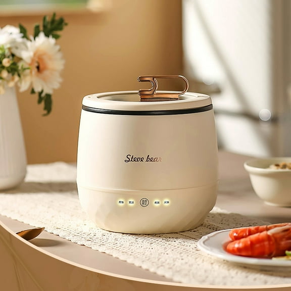 Daiosportswear 1PC Multifunctional Cooker Mini Rice Cooker,1.8L 110V 350W Stainless Steel Inner,Non-stick 360° Even Heating Dry Burn Protection for 1-2 People Soup Porridge Rice