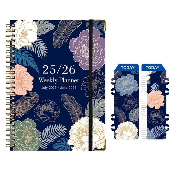 Daiosportswear 2025-2026 Weekly Monthly Planner,Floral Design,Double Line Binding,Inner Pocket,Organizer for Students,Professionals,Busy Parents,Stay Efficient,Focused,Achieve Goals,office,School,Home