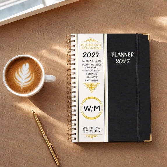 Daiosportswear 2027 Weekly Monthly Spiral Planner A5 Size Divider Pages Elastic Closure Paper Schedule Notebook