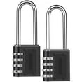 thumbnail image 1 of Daiosportswear 2PCS Combination Padlock Long Shackle Lock 4 Digit Resettable Combination Lock, 1 of 8