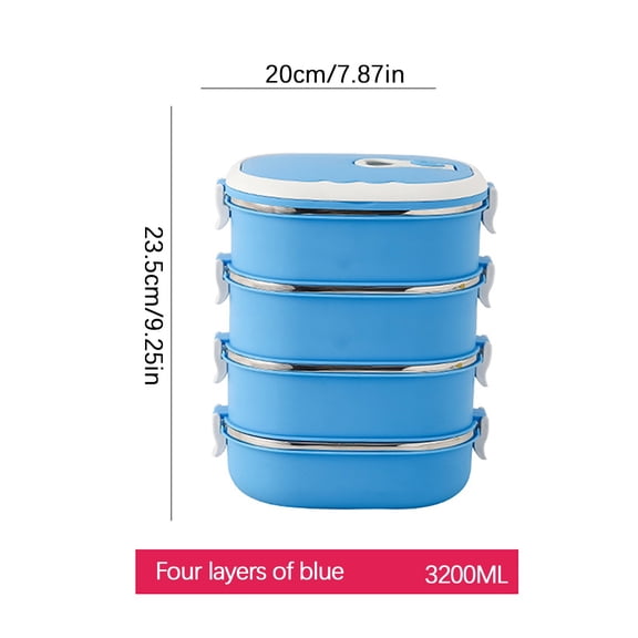 Daiosportswear 4 Tier Stackable Circular Lunch Box, Portable Stainless Steel Bento Box with Sealed Lid, Food Storage Container for office Worker Daily Meal Prep