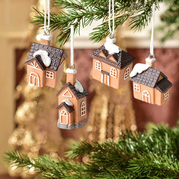 Daiosportswear 4Pcs 2in Christmas Ornaments,Mini Resin Pendant,Resin Sturdy Durable with Hanging Loops,Easy To Hang for Christmas Tree/Wreaths/Garlands/Parties Family Gatherings Decor